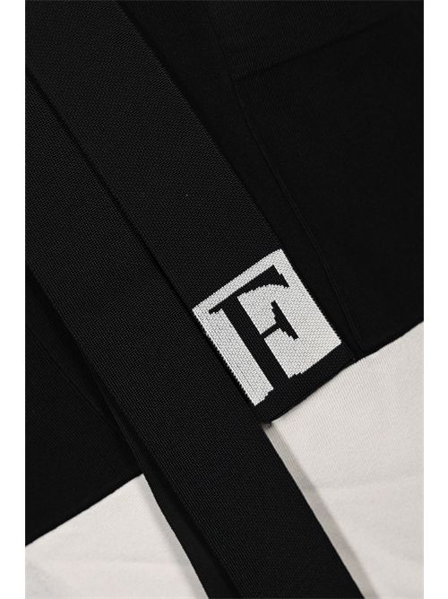 Cardigan in viscosa con bande logo Nero/Milk Elisabetta Franchi | MK02S56E2EF3